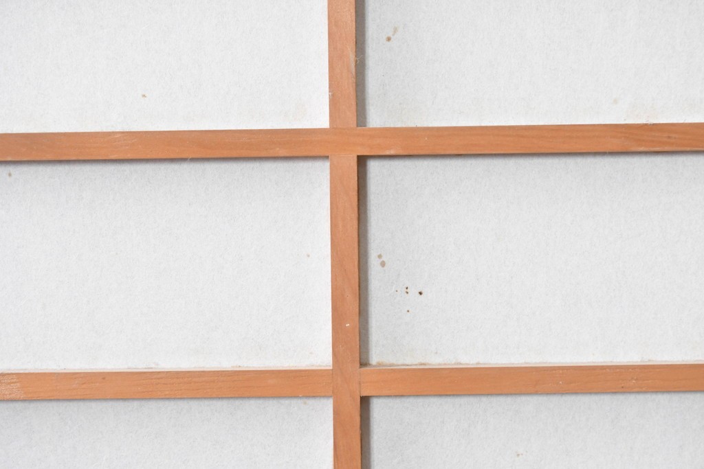アンティーク建具　昭和初期　細身の縦桟が連なる裏障子付き格子戸2枚セット　(R-091097)