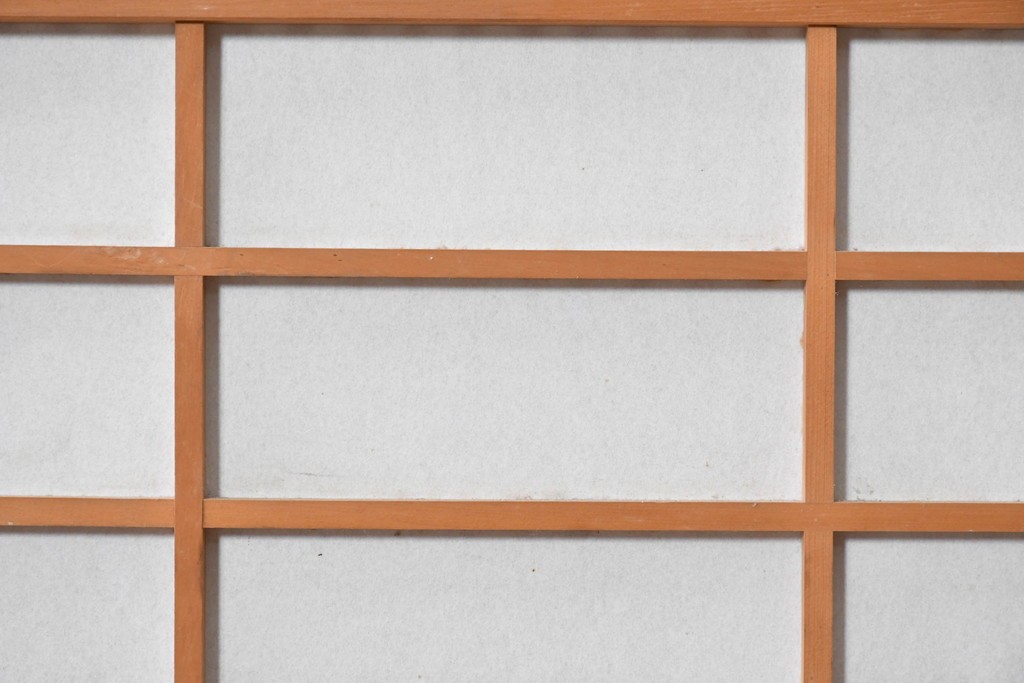 アンティーク建具　昭和初期　細身の縦桟が連なる裏障子付き格子戸2枚セット　(R-091097)