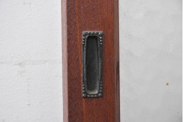 アンティーク建具　昭和初期から昭和中期　最高級!!　総欅(ケヤキ)材　2種類のプレスガラスを楽しめるガラス戸2枚セット　(R-091102)