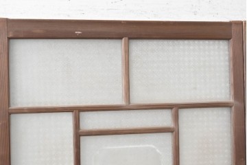 アンティーク建具　昭和初期　上手物!!　腰板欅(ケヤキ)材　大正ロマンの趣を感じるガラス戸3枚セット　(R-091108)