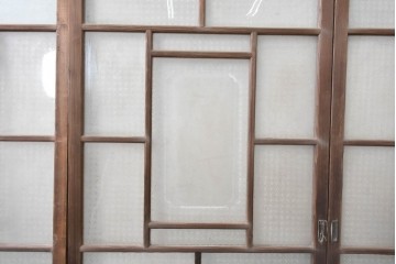 アンティーク建具　昭和初期　上手物!!　腰板欅(ケヤキ)材　大正ロマンの趣を感じるガラス戸3枚セット　(R-091108)