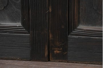 アンティーク建具　昭和初期　上手物!!　腰板欅(ケヤキ)材　大正ロマンの趣を感じるガラス戸3枚セット　(R-091108)
