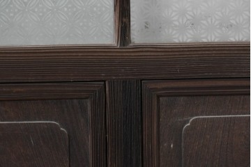 アンティーク建具　昭和初期　上手物!!　腰板欅(ケヤキ)材　大正ロマンの趣を感じるガラス戸3枚セット　(R-091108)