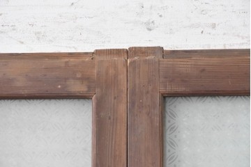 アンティーク建具　昭和初期　上手物!!　腰板欅(ケヤキ)材　大正ロマンの趣を感じるガラス戸3枚セット　(R-091108)