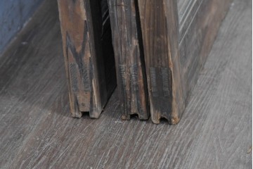 アンティーク建具　昭和初期　上手物!!　腰板欅(ケヤキ)材　大正ロマンの趣を感じるガラス戸3枚セット　(R-091108)