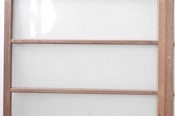 ヴィンテージ建具　昭和後期　銀モールガラス入りのレトロな窓2枚セット　(R-091109)
