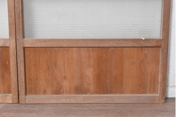 ヴィンテージ建具　昭和後期　銀モールガラス入りのレトロな窓2枚セット　(R-091109)