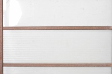 ヴィンテージ建具　昭和後期　銀モールガラス入りのレトロな窓2枚セット　(R-091109)