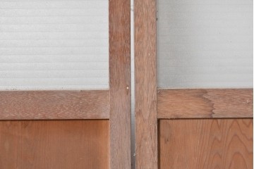 ヴィンテージ建具　昭和後期　銀モールガラス入りのレトロな窓2枚セット　(R-091109)
