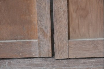 ヴィンテージ建具　昭和後期　銀モールガラス入りのレトロな窓2枚セット　(R-091109)