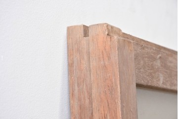 ヴィンテージ建具　昭和後期　銀モールガラス入りのレトロな窓2枚セット　(R-091109)