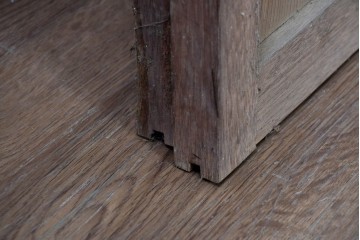 ヴィンテージ建具　昭和後期　銀モールガラス入りのレトロな窓2枚セット　(R-091109)