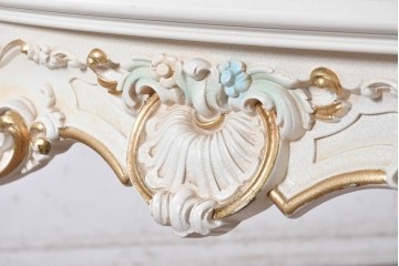 中古　イタリア高級家具　SILIK(シリック)　特大!!　花絵と華やかな装飾が目を引くダイニングテーブル　定価約200万円　(R-091114)