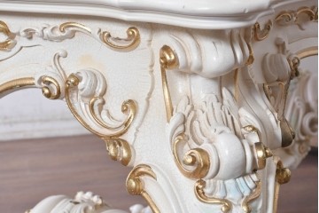 中古　イタリア高級家具　SILIK(シリック)　特大!!　花絵と華やかな装飾が目を引くダイニングテーブル　定価約200万円　(R-091114)