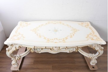 中古　イタリア高級家具　SILIK(シリック)　特大!!　花絵と華やかな装飾が目を引くダイニングテーブル　定価約200万円　(R-091114)