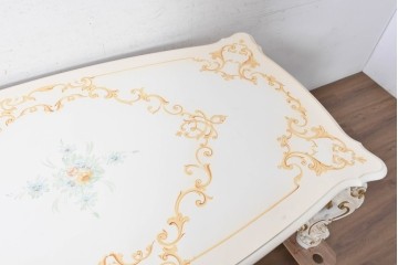 中古　イタリア高級家具　SILIK(シリック)　特大!!　花絵と華やかな装飾が目を引くダイニングテーブル　定価約200万円　(R-091114)