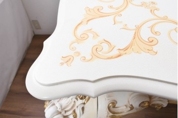 中古　イタリア高級家具　SILIK(シリック)　特大!!　花絵と華やかな装飾が目を引くダイニングテーブル　定価約200万円　(R-091114)