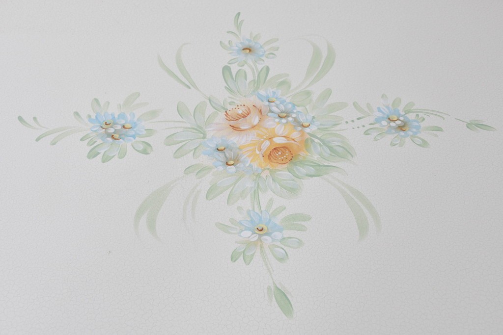 中古　イタリア高級家具　SILIK(シリック)　特大!!　花絵と華やかな装飾が目を引くダイニングテーブル　定価約200万円　(R-091114)
