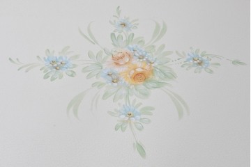 中古　イタリア高級家具　SILIK(シリック)　特大!!　花絵と華やかな装飾が目を引くダイニングテーブル　定価約200万円　(R-091114)