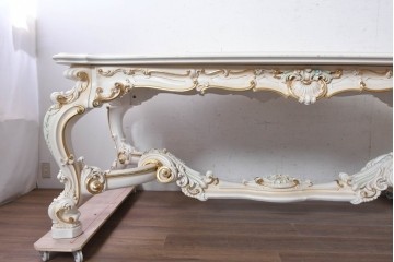 中古　イタリア高級家具　SILIK(シリック)　特大!!　花絵と華やかな装飾が目を引くダイニングテーブル　定価約200万円　(R-091114)