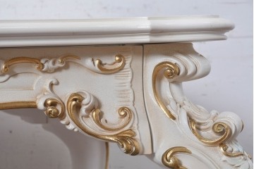 中古　イタリア高級家具　SILIK(シリック)　特大!!　花絵と華やかな装飾が目を引くダイニングテーブル　定価約200万円　(R-091114)