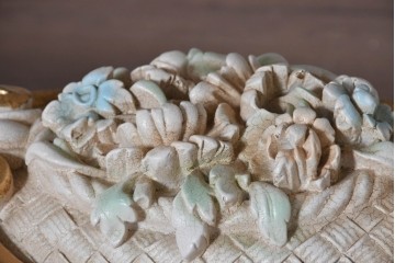 中古　イタリア高級家具　SILIK(シリック)　特大!!　花絵と華やかな装飾が目を引くダイニングテーブル　定価約200万円　(R-091114)