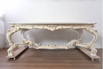 中古　イタリア高級家具　SILIK(シリック)　特大!!　花絵と華やかな装飾が目を引くダイニングテーブル　定価約200万円　(R-091114)