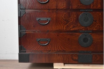 中古　美品　岩谷堂箪笥　雫月(しずく)3号　人気のあられ金具が映える整理箪笥　(R-091116)