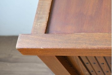 和製ヴィンテージ　昭和後期　ニレ材　千本格子と7杯の引き出しを備えた水屋サイドボード　(R-091121)