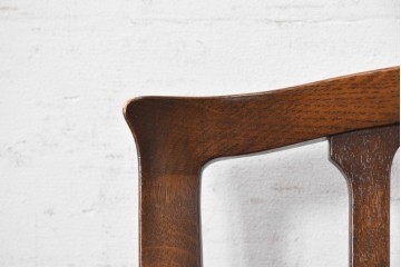 中古　美品　旭川家具　加藤木工　Brooks(ブルックス)　ナラ材　ブルーストライプの座面がおしゃれなアームチェア　(R-091126)