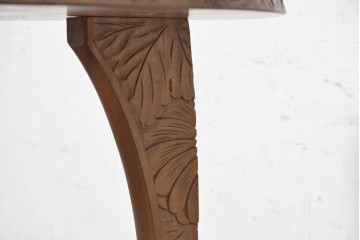 和製ヴィンテージ　日光彫り　花々を敷き詰めたような意匠が美しい花台と皿のセット　(R-091133)