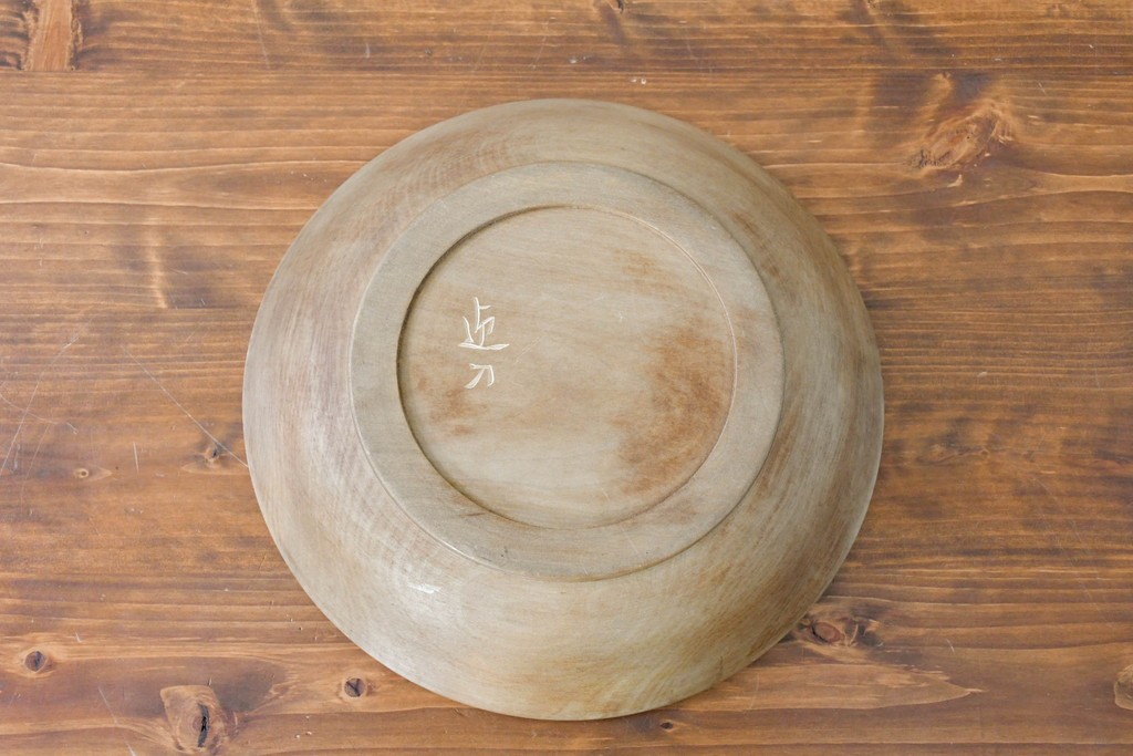 和製ヴィンテージ　日光彫り　花々を敷き詰めたような意匠が美しい花台と皿のセット　(R-091133)