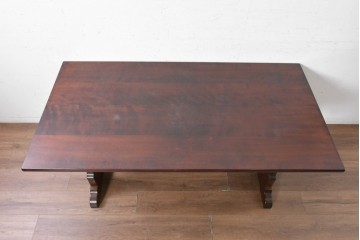 中古　松本民芸家具　C型食卓　端正な直線構成のダイニングテーブル　定価約52万円　(R-091135)