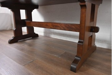 中古　松本民芸家具　C型食卓　端正な直線構成のダイニングテーブル　定価約52万円　(R-091135)