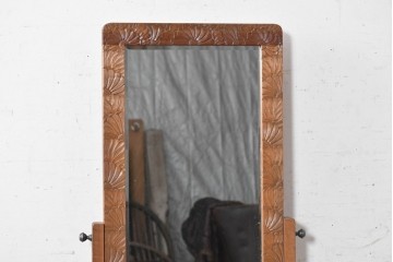 和製ヴィンテージ　日光彫り　多彩な草花の彫りを贅沢に楽しめる鏡台　(R-091136)