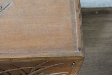 和製ヴィンテージ　日光彫り　多彩な草花の彫りを贅沢に楽しめる鏡台　(R-091136)