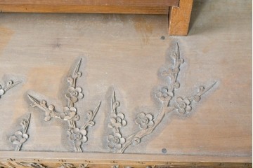 和製ヴィンテージ　日光彫り　多彩な草花の彫りを贅沢に楽しめる鏡台　(R-091136)