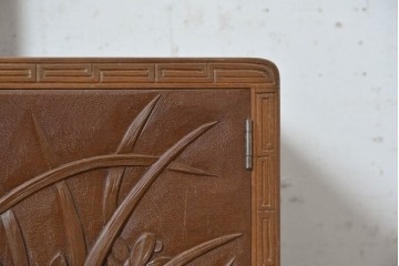 和製ヴィンテージ　日光彫り　多彩な草花の彫りを贅沢に楽しめる鏡台　(R-091136)