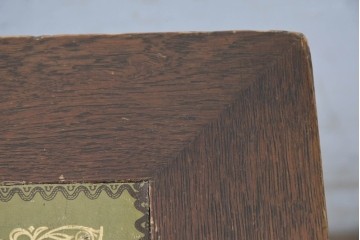 イギリスヴィンテージ　1950年頃　オーク材　金彩を施したグリーンのレザートップとバルボスレッグが特徴のセンターテーブル　(R-091143)