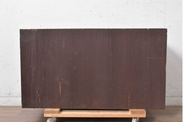 和製アンティーク　明治から大正期　会津箪笥　漆塗り　深い赤褐色と装飾金具が美しいローチェスト　(R-091148)