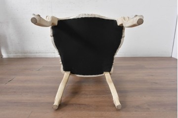 中古　イタリア製　美品　彫刻装飾が見事なストライプ張りのダイニングチェア4脚セット　(R-091162)