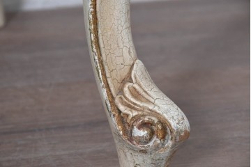 中古　イタリア製　美品　彫刻装飾が見事なストライプ張りのダイニングチェア2脚セット　(R-091163)