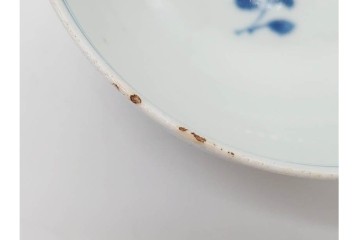 中国　古玩　大明成化年製　染付・浅紅釉　草花文を描いた茶呑茶碗5点セット　外箱付き　(R-091175)
