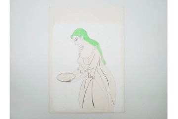 真作　小島功　肉筆　艶やかな女性たちを描いた水彩画など9枚セット　(R-091177)