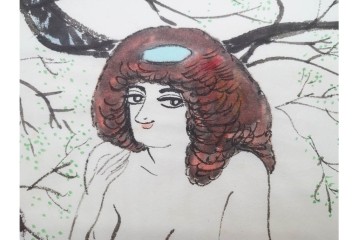 真作　小島功　肉筆　艶やかな女性たちを描いた水彩画など9枚セット　(R-091177)