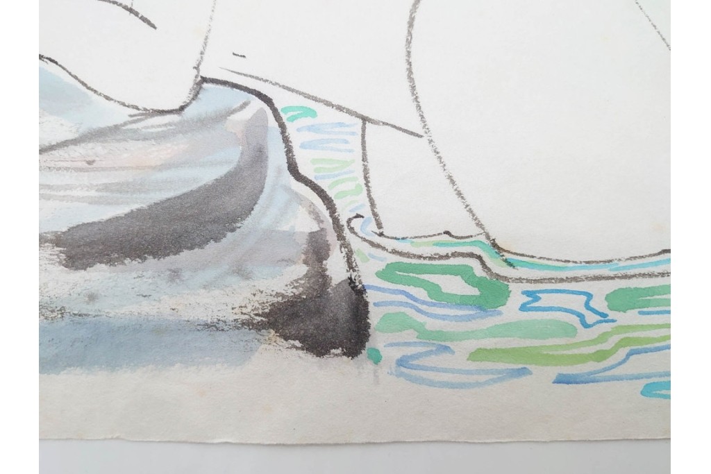 真作　小島功　肉筆　艶やかな女性たちを描いた水彩画など9枚セット　(R-091177)