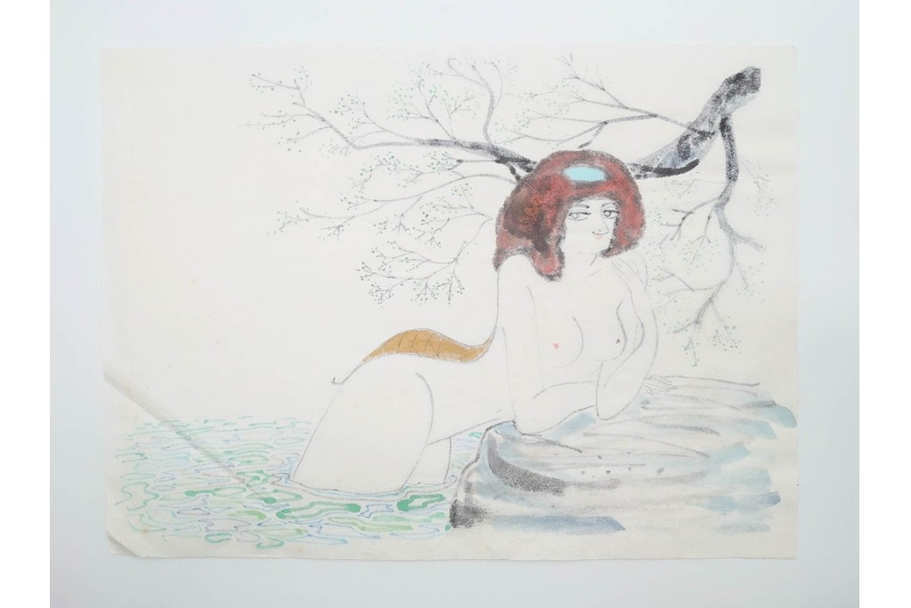 真作　小島功　肉筆　艶やかな女性たちを描いた水彩画など9枚セット　(R-091177)