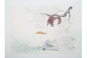 真作　小島功　肉筆　艶やかな女性たちを描いた水彩画など9枚セット　(R-091177)