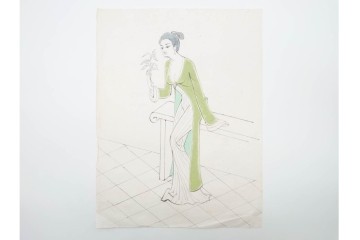 真作　小島功　肉筆　艶やかな女性たちを描いた水彩画など9枚セット　(R-091177)