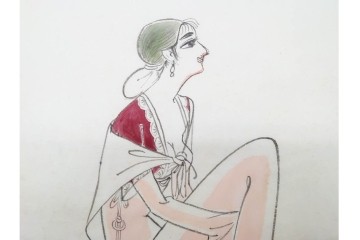 真作　小島功　肉筆　艶やかな女性たちを描いた水彩画など9枚セット　(R-091177)